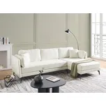 Rohová pohovka krémově bílá buklé čalounění kovové nohy levostranná nastavitelné opěradlo extra polštáře moderní design Beliani