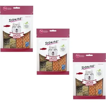 Pamlsek pro psa Dokas Dog - Losos proužky 3x100g