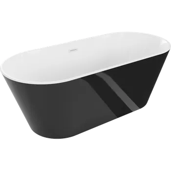 Vana Mexen Flavia volně stojící vana 170 x 75 cm, bílá/černá, bílý přepad - 54031708075-20 Volně stojící vany