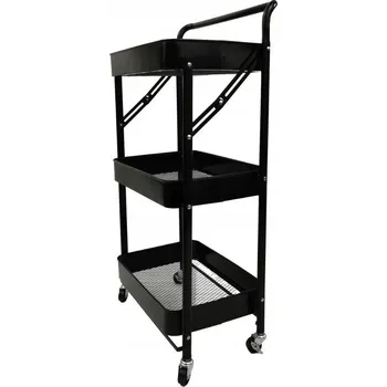 Servírovací stolek Kovový skládací kuchyňský vozík CARRIAGE 82 cm černý