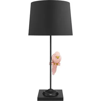 Lampička Designová stolní lampa Parrot se čtvercovou podstavou a dekorací v podobě růžového papouška 75 cm