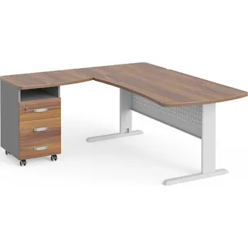 Psací stůl Rohové pracovní místo Manager 180 x 160 cm, levé, ořech warmia / šedá