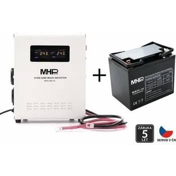 Měnič napětí Zálohovací set MHPower WPU-300-12-SET33 pro kotle s oběhovým čerpadlem, 300W, čistý sinus, 12V