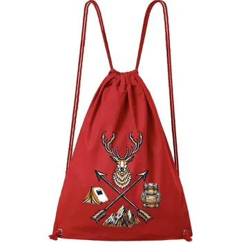 DOBRÝ TRIKO Bavlněný batoh s potiskem Jelen a šípy Barva: Červená