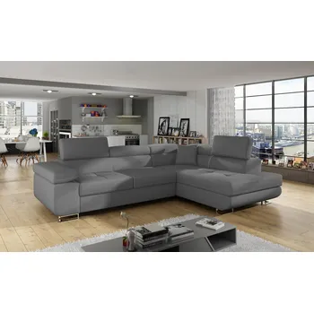 Sedací souprava Rozkládací rohová sedačka TONY šedá ekokůže