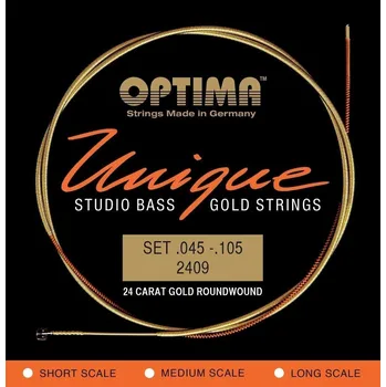 Struna pro kytaru a smyčcový nástroj Optima Optima struny pro E-bas Unique Studio Gold Strings4-str. short sc 2409S 7779