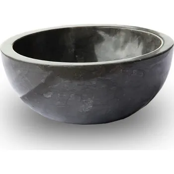 Umyvadlo Dekorativní umyvadlo ve tvaru misky na desku, leštěný mramor černý, průměr 40 cm