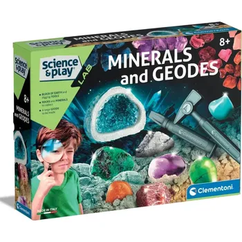 Desková hra Dětská laboratoř clementoni výroba minerálů a geodů