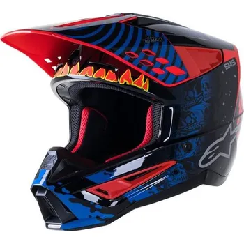 Helma na motorku Přilba S-M5 SOLAR FLARE, ALPINESTARS (černá/modrá/červená fluo/žlutá fluo)