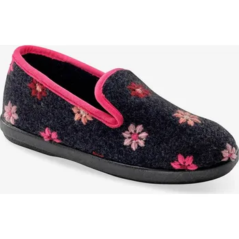 Dámské žabky Bačkory s vyšívanými kytičkami antracitová 41