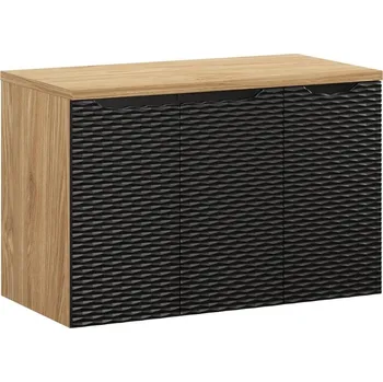 Policová skříň Závěsná skříňka pod umyvadlo Ocean I s deskou 90 cm černá/dub olejovaný