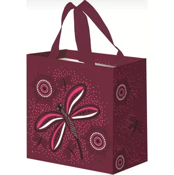 Nákupní taška Taška svačinová, nákupní vínová, Vážka 26 x 27 cm (Eko taška s vážkou)