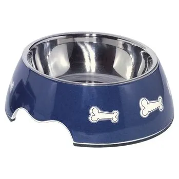 Miska pro psa Nobby modrá nerezová miska BONE s melaminovým obaleml 0,35 l