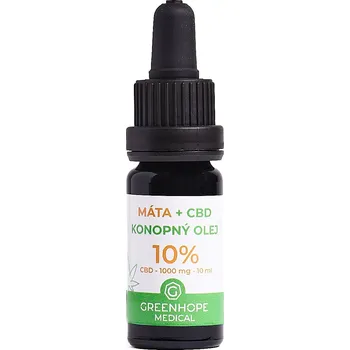 Rostlinný olej Greenhope Medical CBD olej 10 % BIO – mátová příchuť, 10 ml