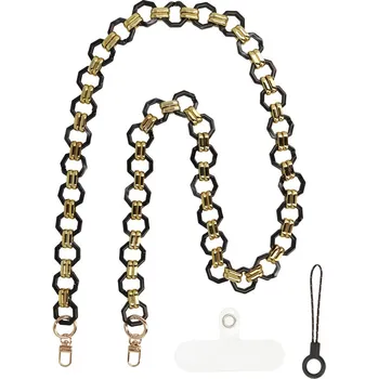 Šňůrka na mobil Chain černo-zlatá