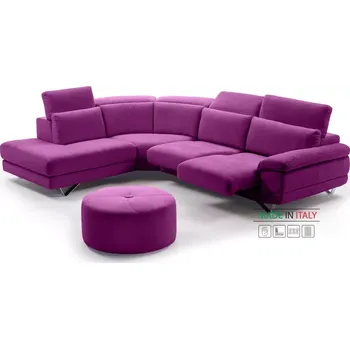 Sedací souprava Rohová sedací souprava BREN s výsuvem, levá, manuální, fialová (viky 19)