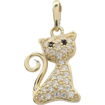 Přívěsek Zlatý přívěsek se zirkony kočka 8217 (585/1000) 0.7 g