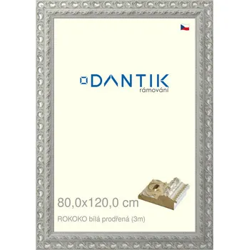 Rám na obraz DANTIK rámeček 80x120 | ROKOKO bílá prodřená (Plexi Čiré) (Vyrobeno s láskou u nás v DANTIKU)