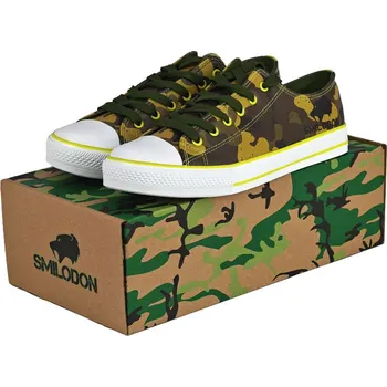 Těžké boty Tenisky umělá kůže nízké SMILODON tmavý vzor, 47