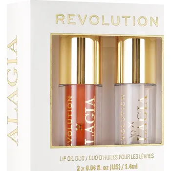 Přípravek na rty Revolution Alagia Juicy Duo Mini Lip Oil Duo Dominicana Glow & Sunburn sada lesků na rty 4 g