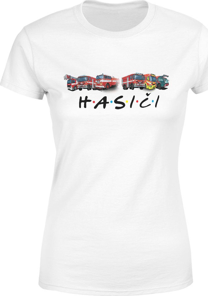 Tričko Hasiči (Velikost: L, Typ: pro ženy, Barva trička: Bílá)