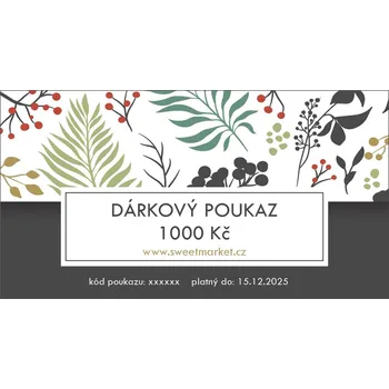Dárkový potravinový koš SWEET MARKET vánoční dárkový poukaz 1000 Kč elektronický