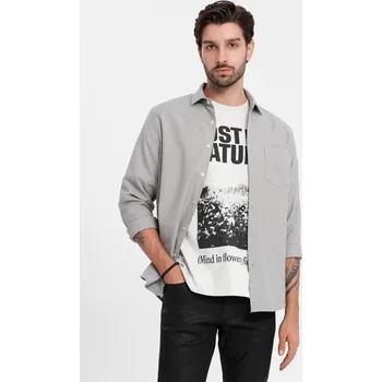 Pánská košile Pánská košile REGULAR FIT s kapsou - šedá V1 OM-SHCS-0148 - XL