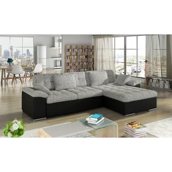 Sedací souprava Rozkládací rohová sedačka MIA L šedá melír / černá