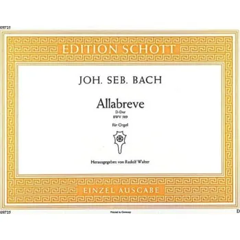 Johann Sebastian Bach: Allabreve D Bwv589 (noty na varhany)