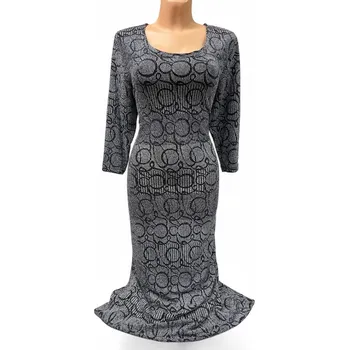 Dámské šaty Společenské šaty na ples NATAŠA, Barva Černý podklad se stříbrem, Velikost XXXL 54, Materiál 98% Polyester 2% Lycra