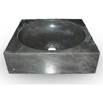 Umyvadlo Menší čtvercové kamenné umyvadlo do koupelny, mramor černý, 34x34 cm