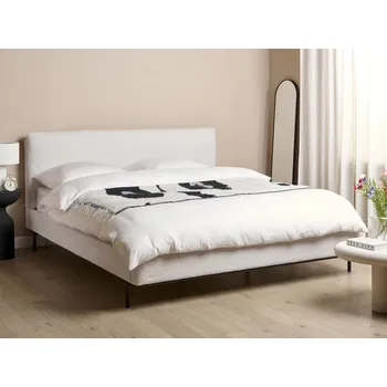 Postel Buklé čalouněná postel 180 x 200 cm bílá moderní nábytek do ložnice manželská postel stylová Beliani