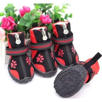 Obleček pro psa PET ARTIST 4ks Pevné voděodolné reflexní boty pro psy - PAW Barva: Červená, Velikost: 4