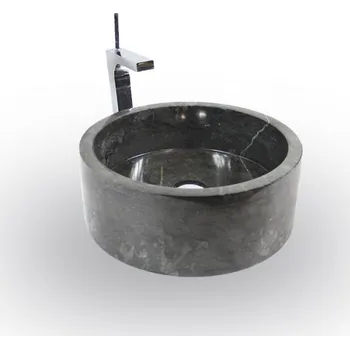 Umyvadlo Luxusní dekorativní umyvadlo na desku kulaté černé, průměr 40 cm