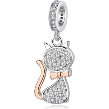 Módní doplněk NUBIS® Visací stříbrný přívěsek korálek kočička - B0055