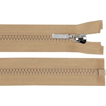 Zip Kostěný zip No 5 délka 60 cm s ozdobným jezdcem - 308 hnědá přírodní