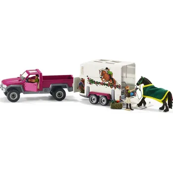 Figurka Schleich Horse Club 42436 Auto s koňským přívěsem