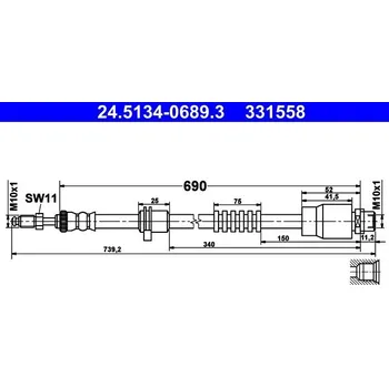 Brzdová hadice Brzdová hadice ATE 24.5134-0689.3