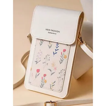 Kabelka Dámská bílá crossbody taštička s květinami Barva: Bílá