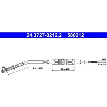 Brzdový systém Tažné lanko, parkovací brzda ATE 24.3727-0212.2