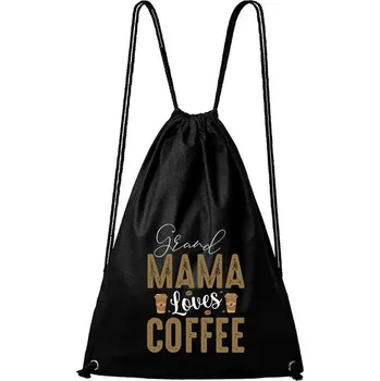 Sportovní batoh DOBRÝ TRIKO Bavlněný batoh Grand Mama loves COFFEE Barva: Černá