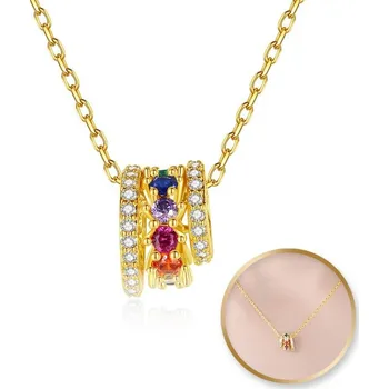 Náhrdelník Flamenco Mystique Náhrdelník z ušlechtilé oceli pozlacený 14k zlatem, kroužky s cyrkonii nst2118.