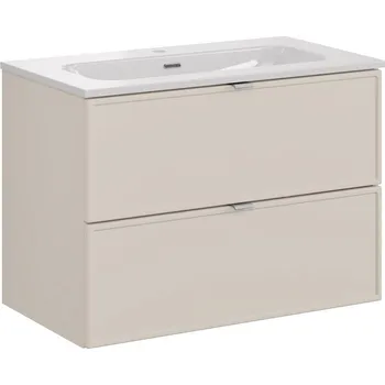 Policová skříň Závěsná skříňka Bella Cashmere se zápustným umyvadlem 80 cm kašmír