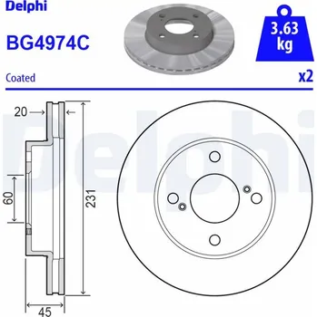Brzdový kotouč Brzdový kotouč DELPHI BG4974C