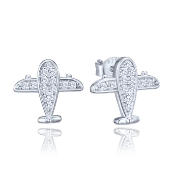 Náušnice Moonlit Stříbrné náušnice letadla se zirkony