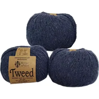 Příze Borgo de Pazzi Tweed 95 Tmavě modrá (Příze Tweed 95 Tmavě modrá)