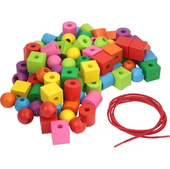 Dřevěná hračka Detoa Navlékání maxi perle 92 ks