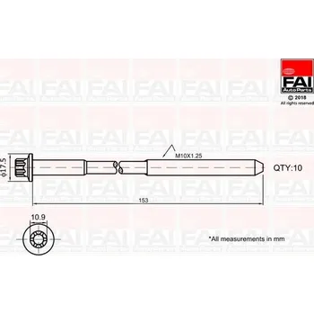 Spojovací materiál motoru Sada šroubů hlavy válce FAI AutoParts B701