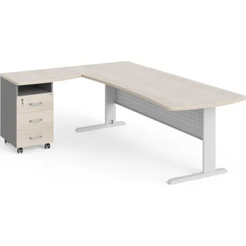 Psací stůl Rohové pracovní místo Manager 220 x 160 cm, levé, akát světlý / šedá