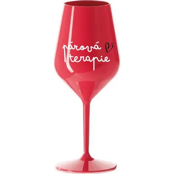 Sklenice PÁROVÁ TERAPIE - červená nerozbitná sklenice na víno 470 ml